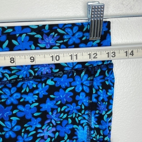 Pop Fit Leggings NWOT Womens Med Blue Black Floral Side Pockets Super Stretchy - Picture 5 of 9